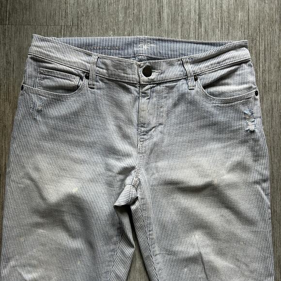LOFT Blue/White Hickory/Railroad Stripe Distressed Relaxed Skinny Pants Sz 27/4 - Picture 3 of 11